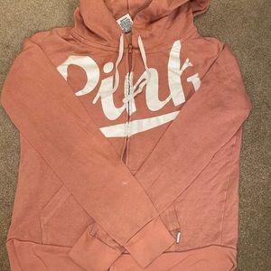 coral pastel zip up hoodie from PINK